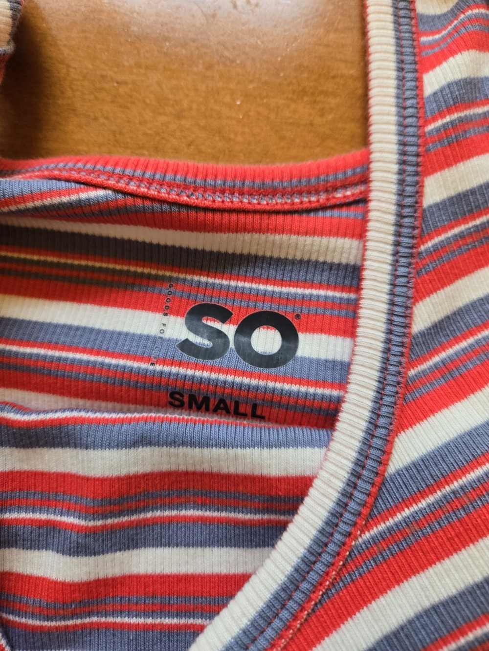 SO Striped Ribbed Tank Dress in Red, Gray & Cream - Picture 2 of 6